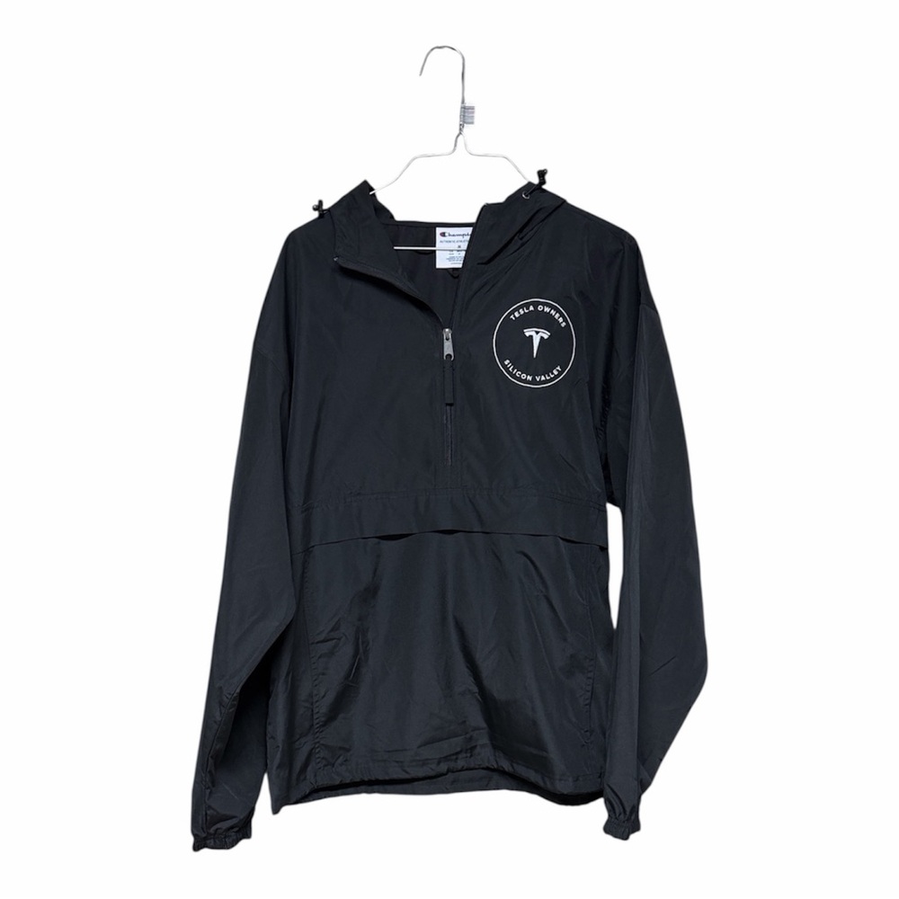Champion Tesla owners Silicon Valley Black Pullover windbreaker Jacket hoodie M